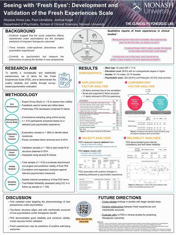 First page of the research poster “Seeing with ‘Fresh Eyes’: Development and Validation of the Fresh Experiences Scale”